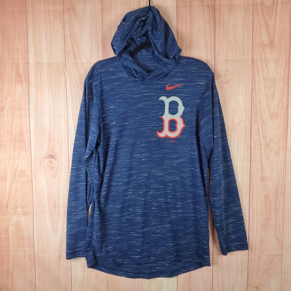 Nike Dri Fit Hoodie Mens Small Navy Blue Graphic‎ Boston Red Sox Baseball Team